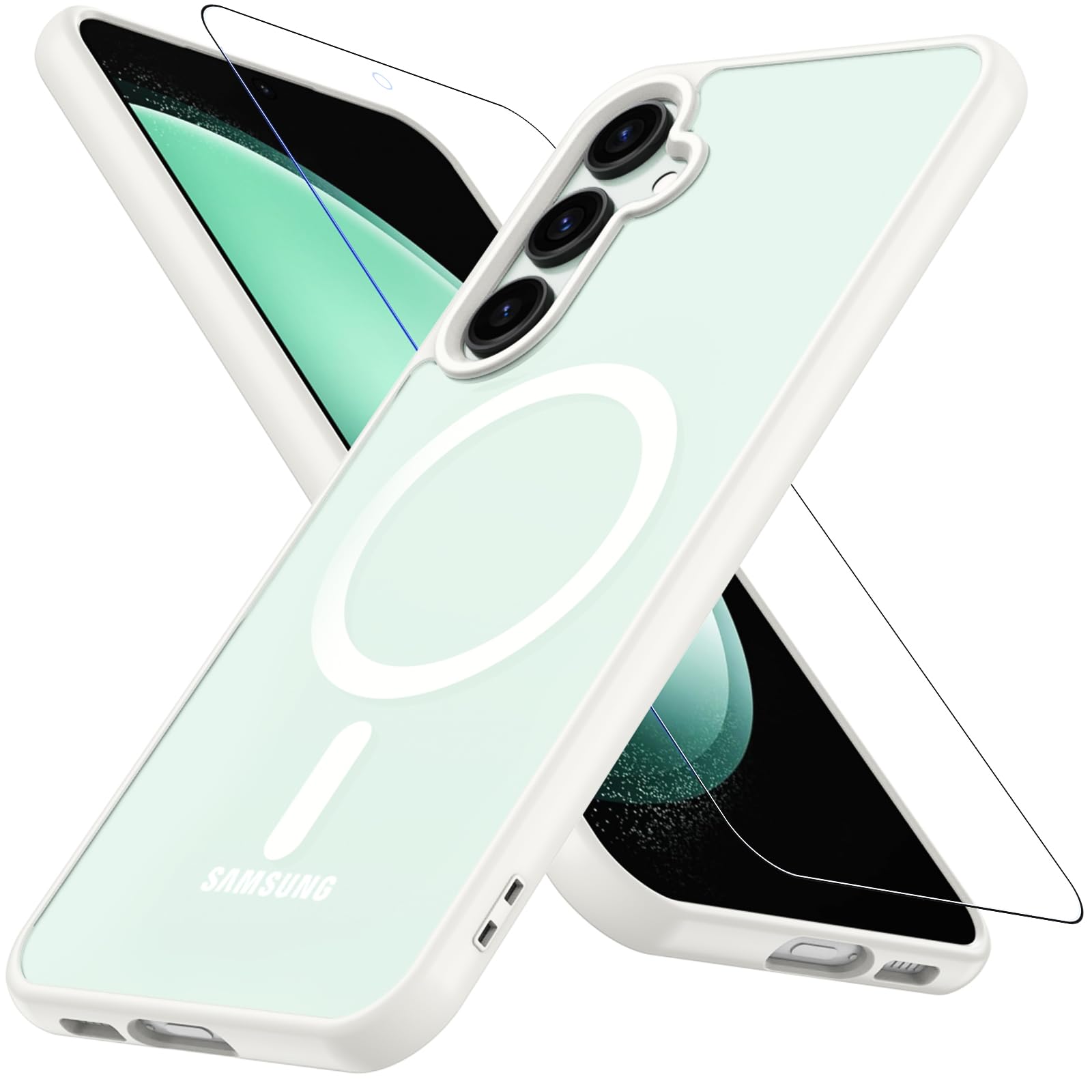 For Samsung Galaxy S23 Fe Case 6.4'',Magnetic Galaxy S23 Fe Case For Magsafe With Screen Protector [Military Grade Protection] S