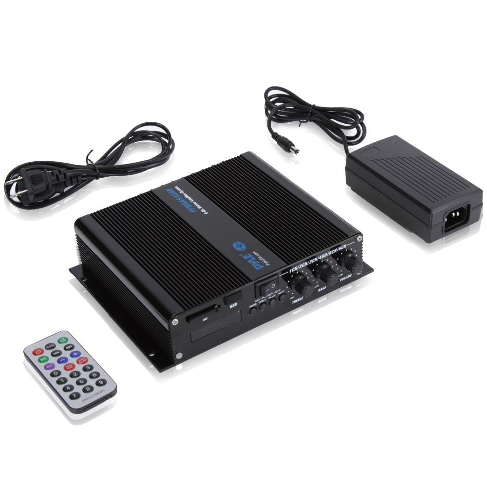 Pyle 6 Channel Audio Marine Amplifier   Compact Power 600 Watt Rms 4 Ohm Full Range Stereo With Volume Bass Treble Rotary Contro