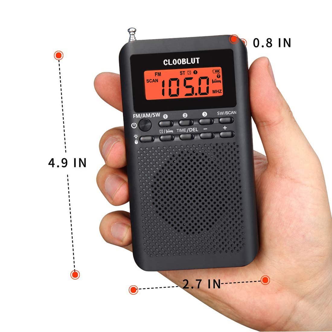 Rd218 Shortwave Radio Fm/Am/Sw Band Transistor Powered By Aa Batteries With Key Backlight Lcd Display Digital Alarm Clock Sleep