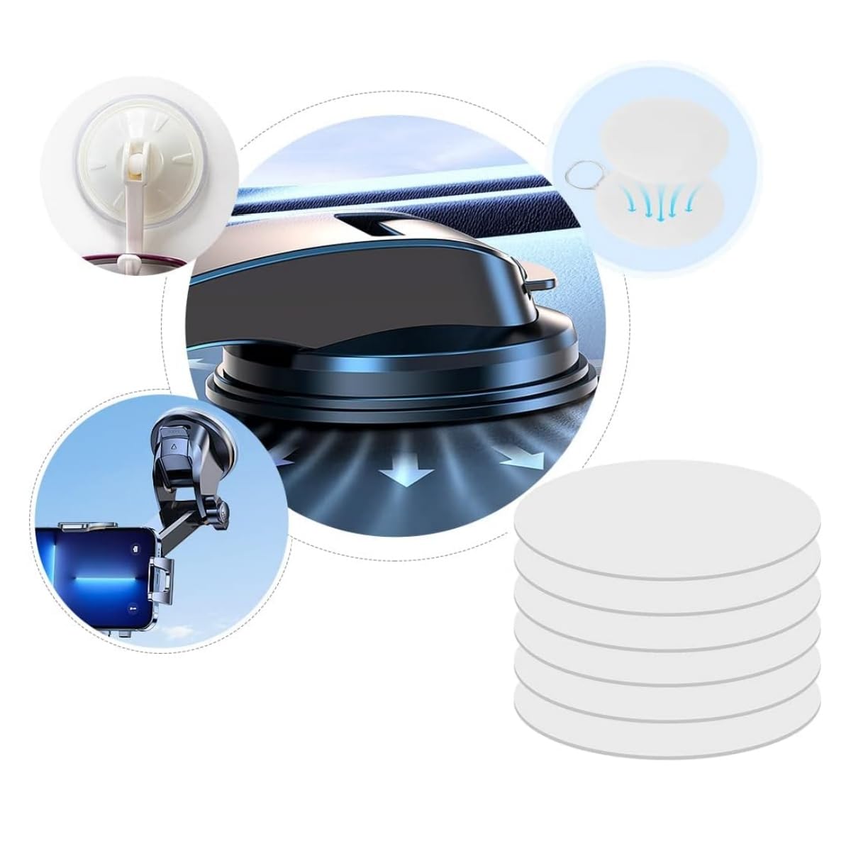 Mgqfy 8 Pcs 80Mm (3.15'') Circular Double Side Sticker Dashboard/Windshield Pad Mounting Disk For Suction Cup Car Phone Mount Ho