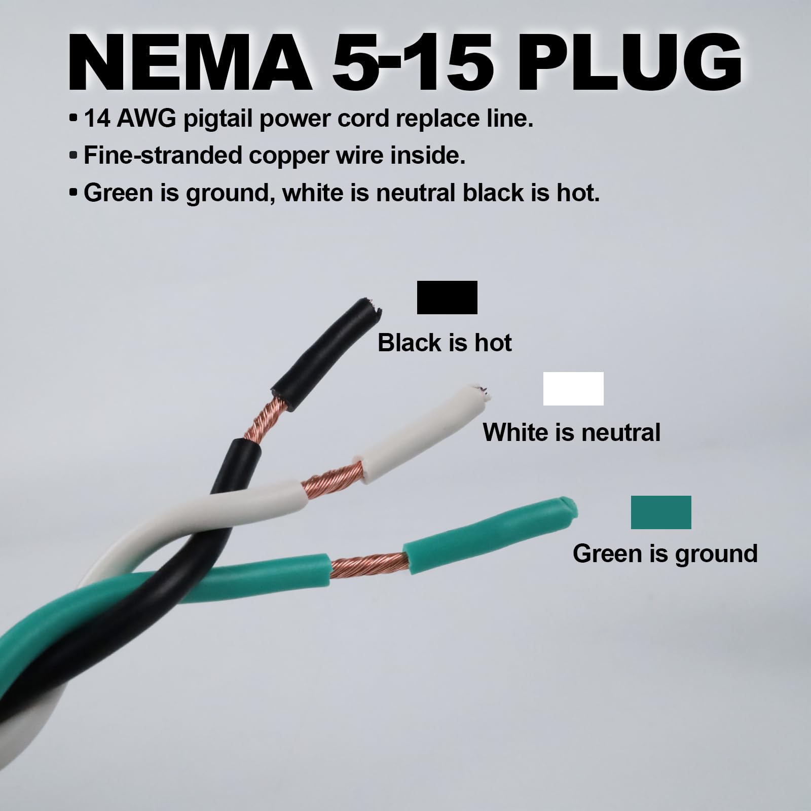 Ep 2 Pack 6 Ft 14/3C Sjtw Appliance And Power Tool Cord, 14 Gauge 3 Prong Heavy Duty Replacement Power Supply Cord Cable, 110V 1