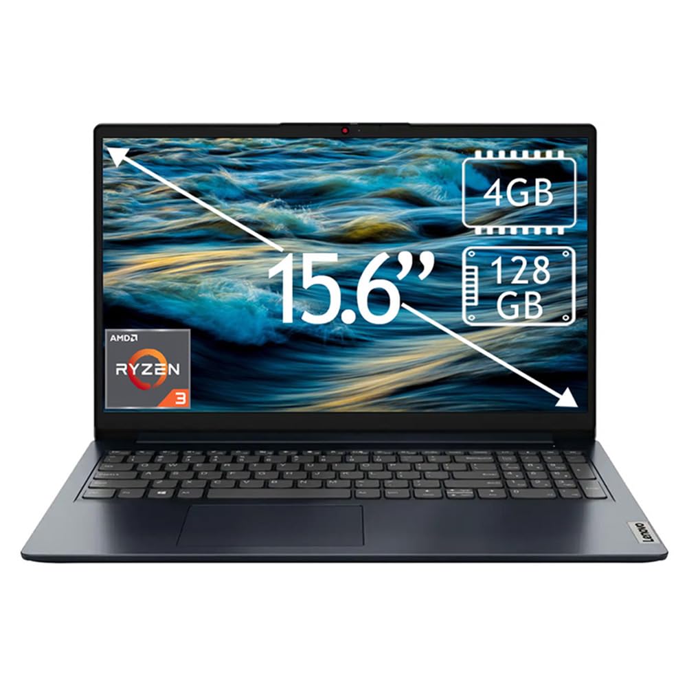 New Lenovo Ideapad 1 15.6 Fhd Laptop, Amd Ryzen 3, 4Gb Ram, 128Gb Ssd, Windows 1