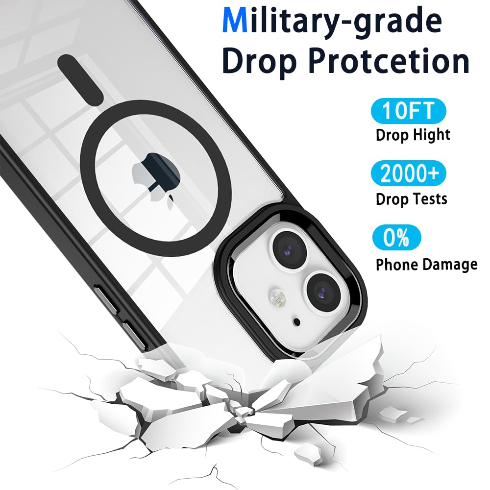 Pinlisheng Magnetic For Iphone 12 Case,Compatible With Magsafe, Military Grade Drop Tested, Shockproof Clear Hard Back Slim Case