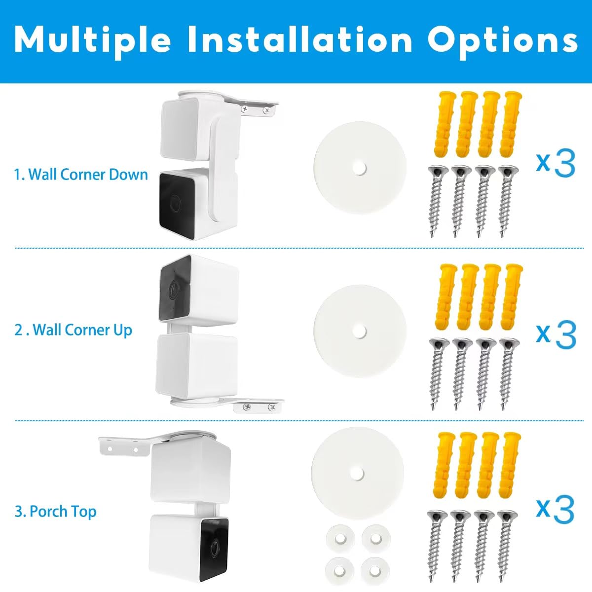 Allicaver Wyze Cam Pan V3 Mount, Wyze Cam Pan 270+ Degrees Outside Corner Wall Mount Bracket, Suitable For Wyze Pan Cam V3 Effec
