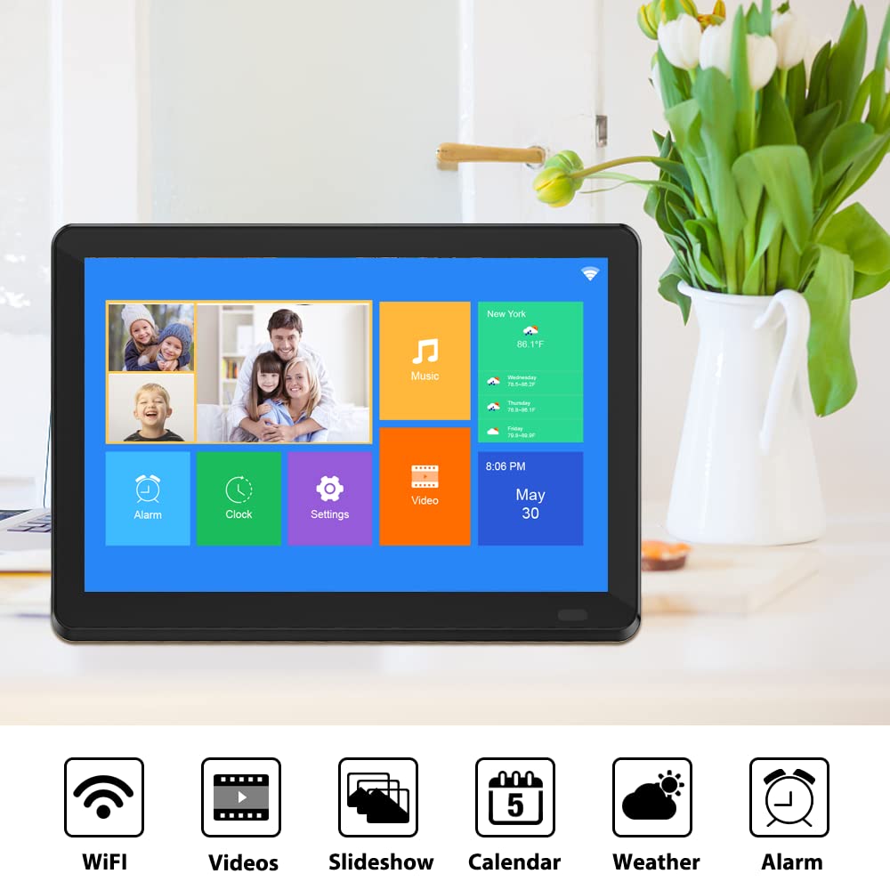 Atatat 10 Inch Digital Photo Frame Wifi With 1280X800 Ips Touch Screen, Share Photos & Videos Via App, Email, Auto Rotate, Wall