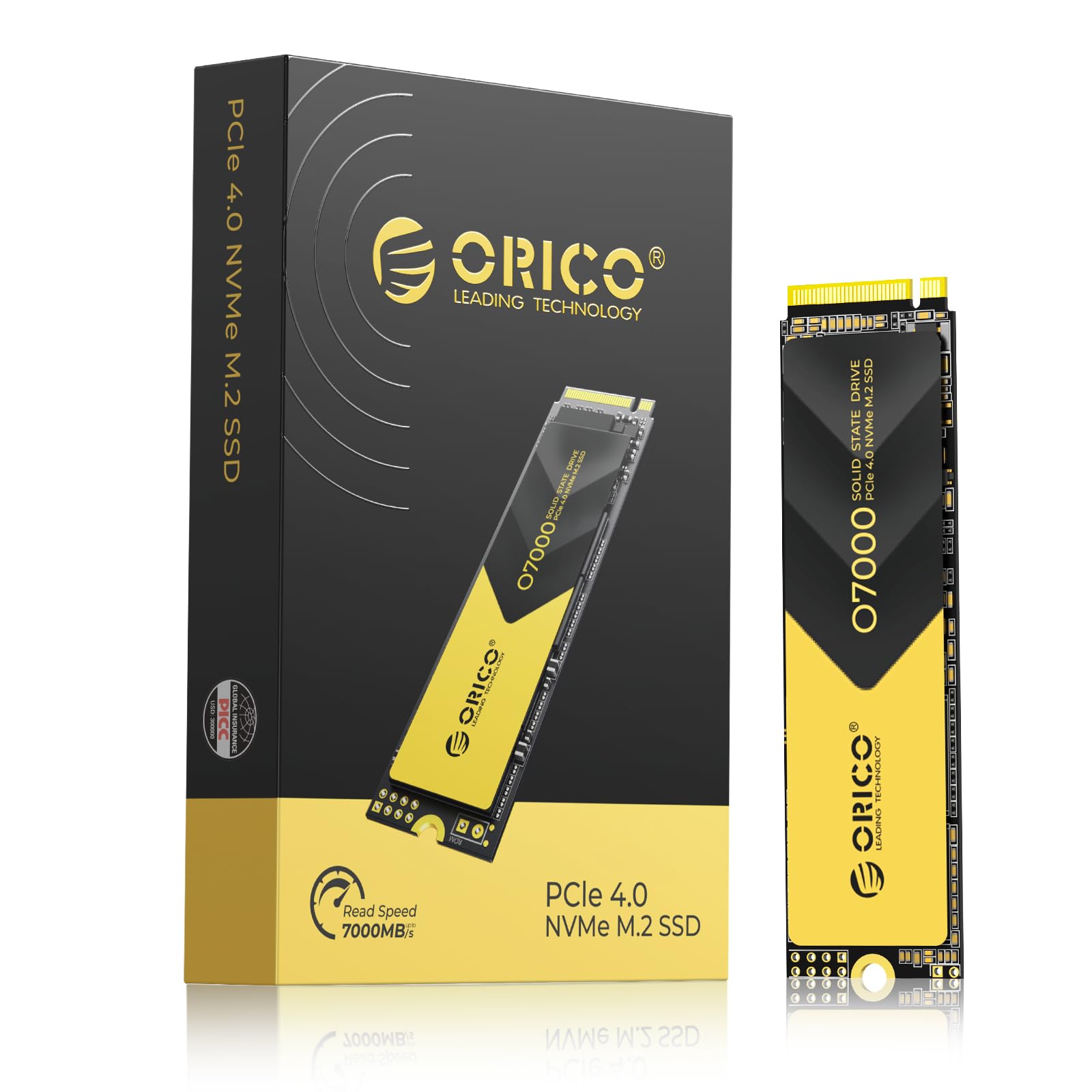 Orico 512Gb Nvme Ssd Pcie 4.0  Up To 7000Mb/S, M.2 Ssd 2280 Pcie 4.0X4 Internal Solid State Drive Ssd, Fast Heat Dissipation, Co