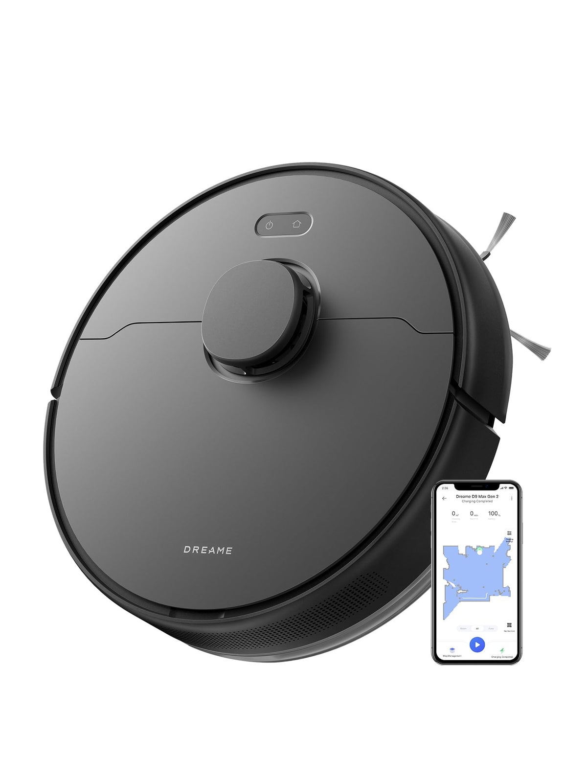Dreame D9 Max Gen 2 Robot Vacuum And Mop Combo, Lds Navigation, 6000Pa Strong Suction Power, 240Mins Runtime, 2 In 1 Sweep And M