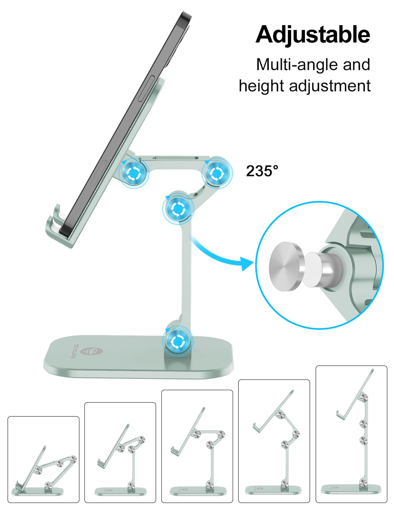 Ocyclone Phone Stand, Adjustable Height And Angle Cell Phone Stand For Desk Foldable Holder, Taller Iphone Stand Compatible 4 11