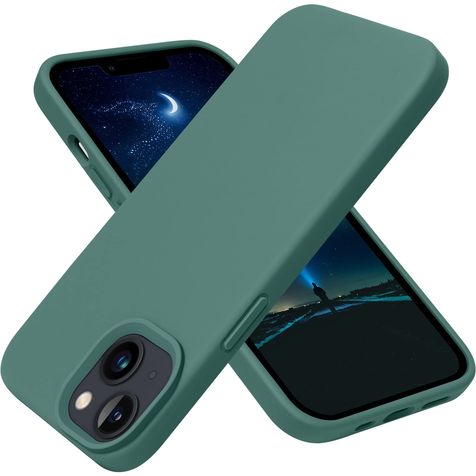 Otofly Designed For Iphone 13 Phone Case, Silicone Shockproof Slim Thin Phone Case For Iphone 13 6.1 Inch Midnight Green