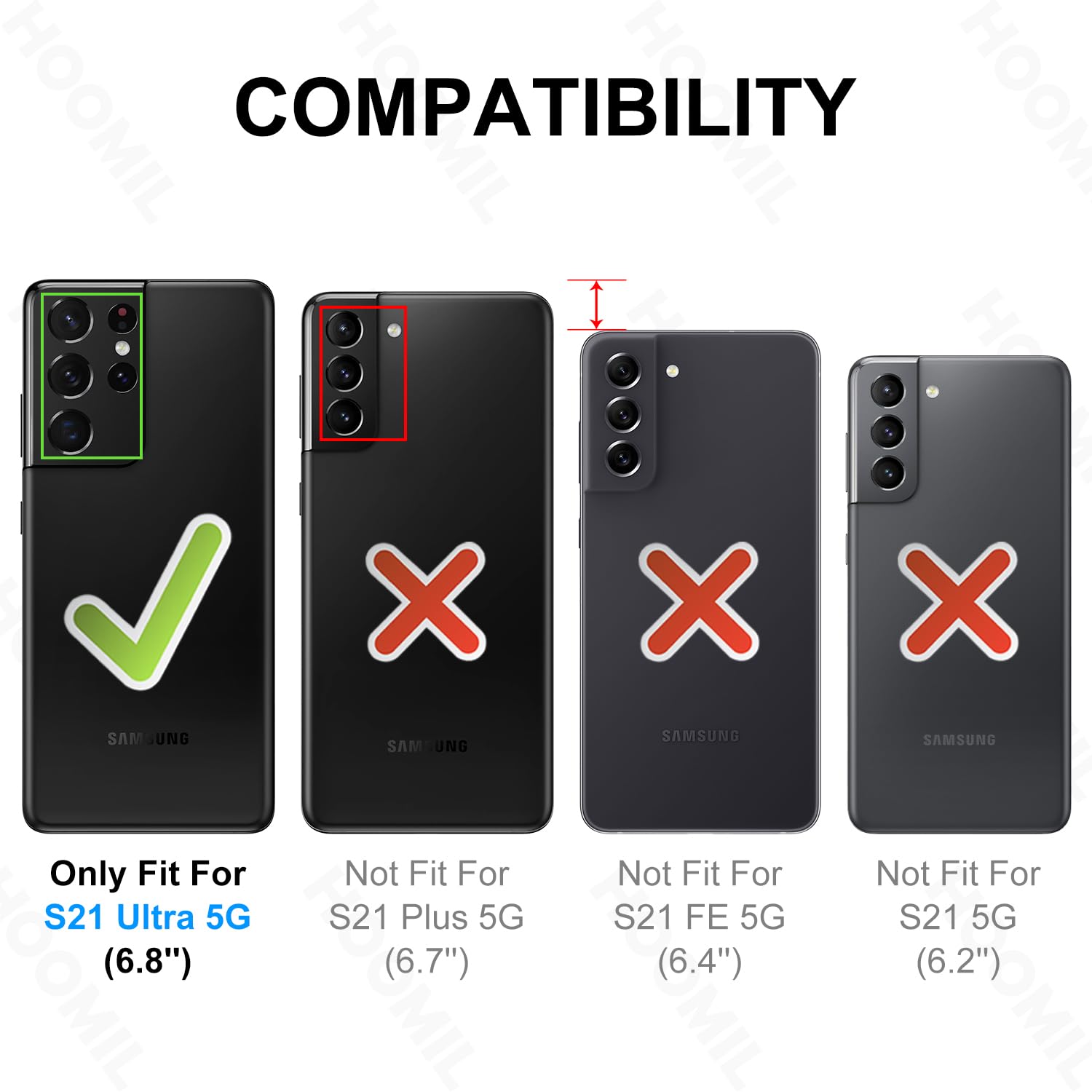 Hoomil Case For Samsung Galaxy S21 Ultra (Only 6.8-Inch), Non-Yellowing, Drop Protection, Anti-Scratch Transparent Hard Back Pho