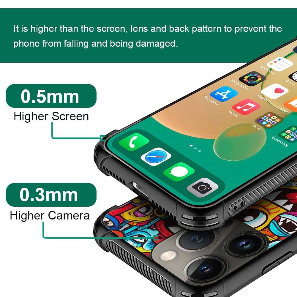 CARLOCA iPhone 13 Pro Shockproof Anti-Scratch Hard Acrylic Phone Case Colorful Trippy Red Cartoon