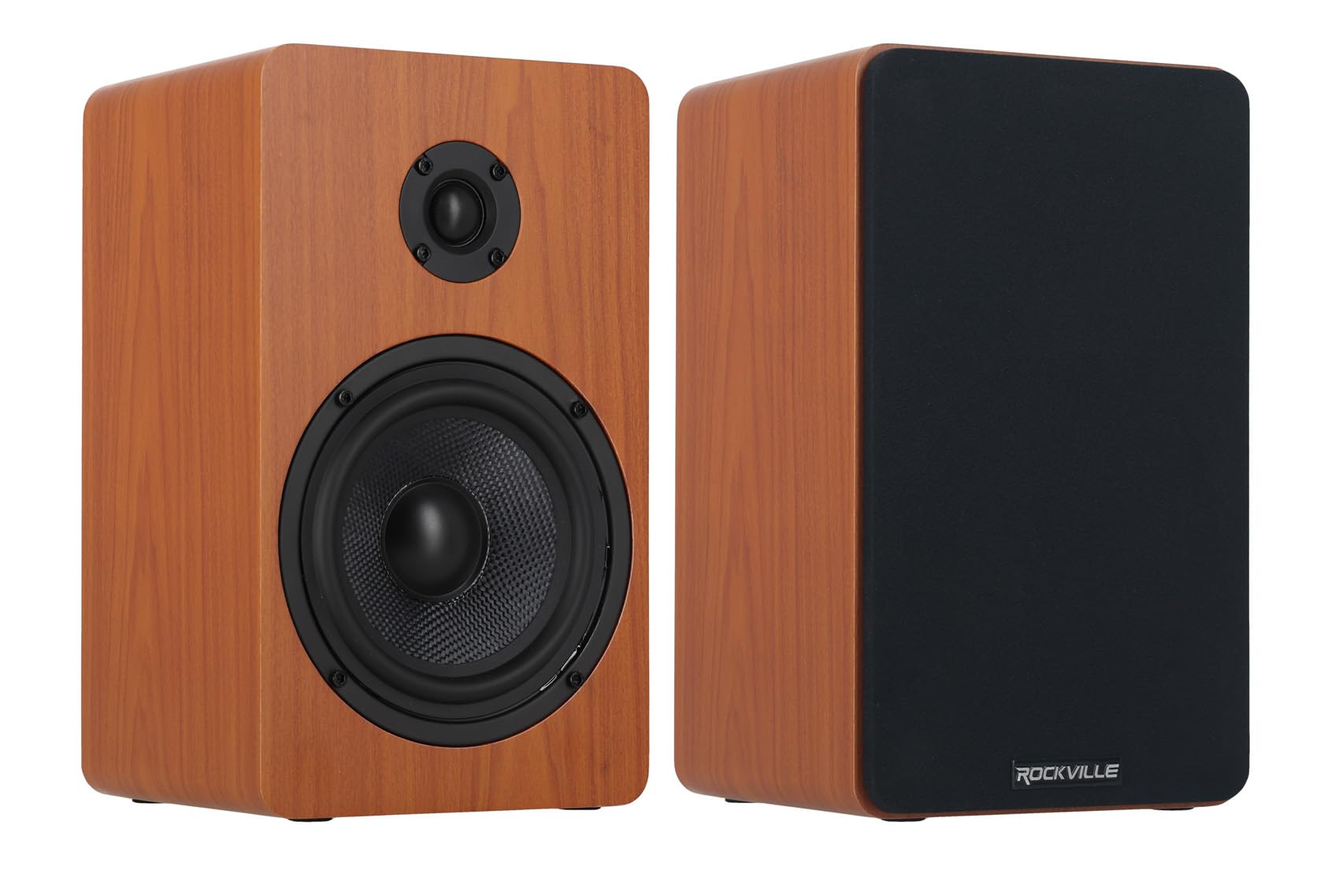 Rockville RockShelf 58C 360 Watt Peak / 90 Watt RMS 5.25-in Home Theater Bookshelf Speakers, 8 Ohm Wood Finish Design for Clear