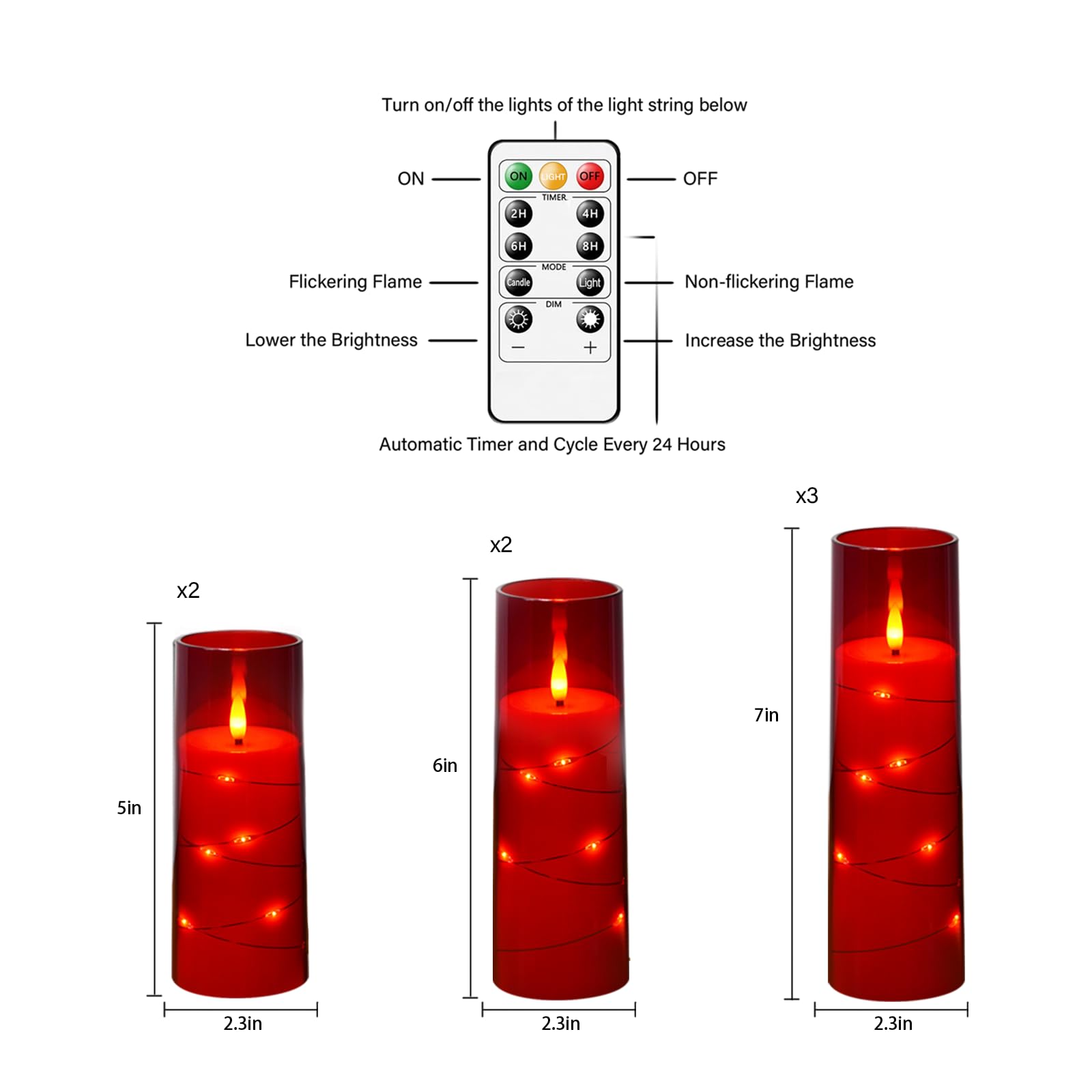 Flameless Candles,With Embedded Star String, Battery Operated Candles Flickering Led Pillar Candles With Remote Control And Time