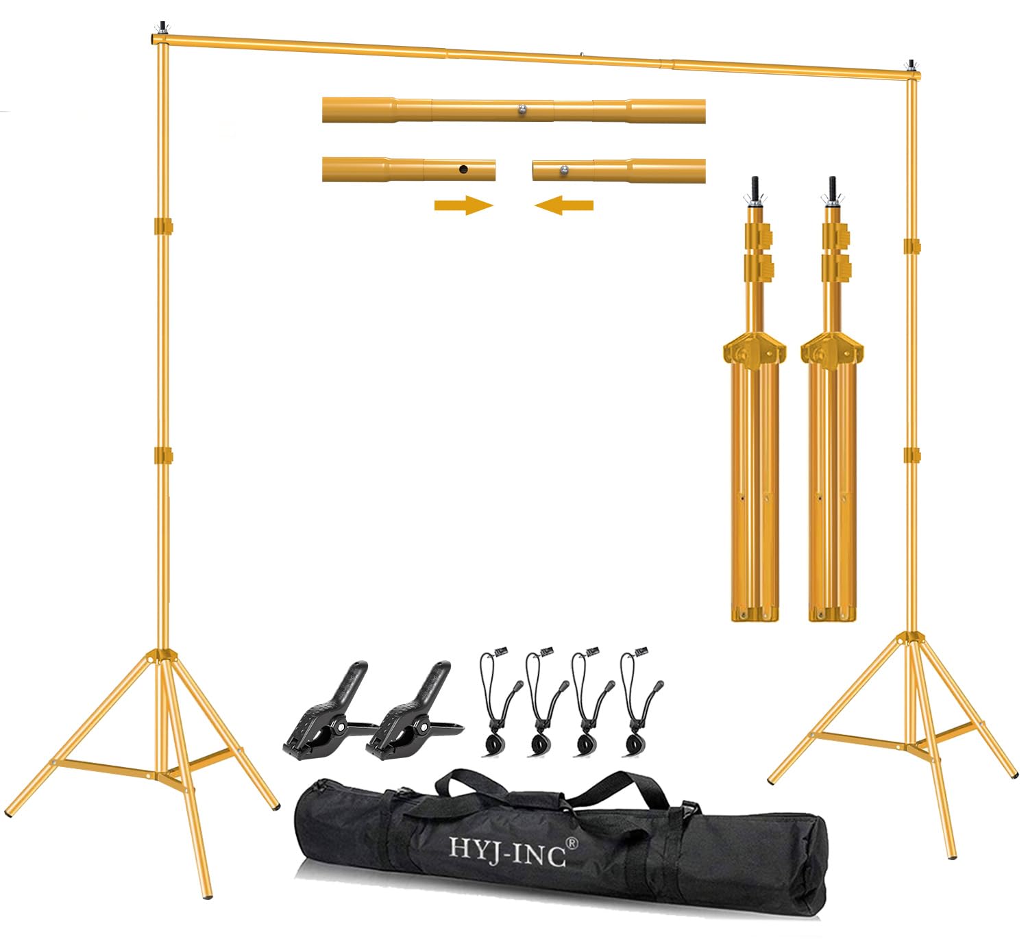 Hyj Inc 10Ft X 7Ft   Gold Adjustable Photography Backdrop Support System Photo Video Studio Background Stand Kit With Carry Bag