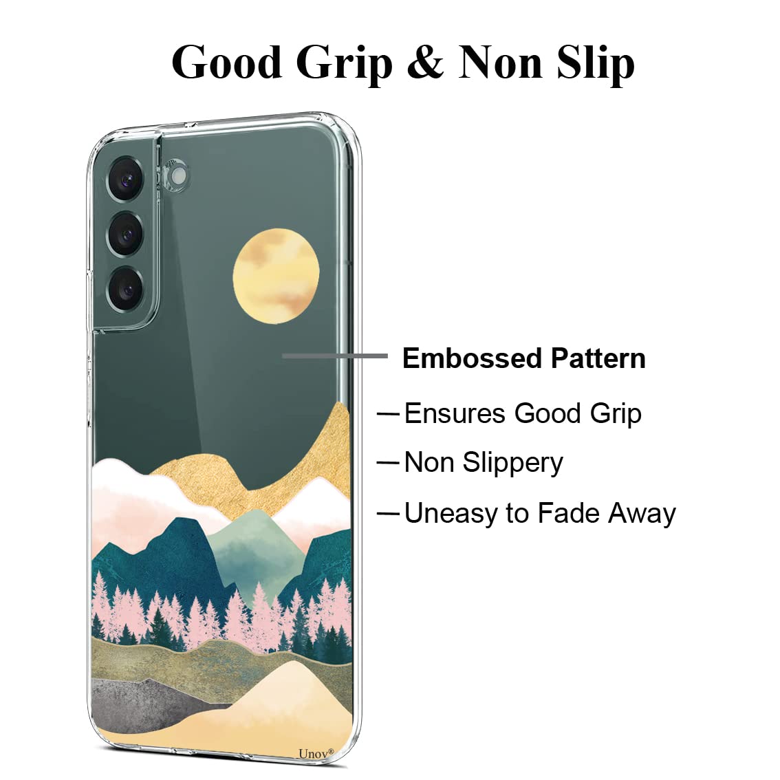 Unov Phone Case Compatible Samsung Galaxy S22 5G Shock Absorption Embossed Pattern TPU Sierra Mountains 6.1 inch