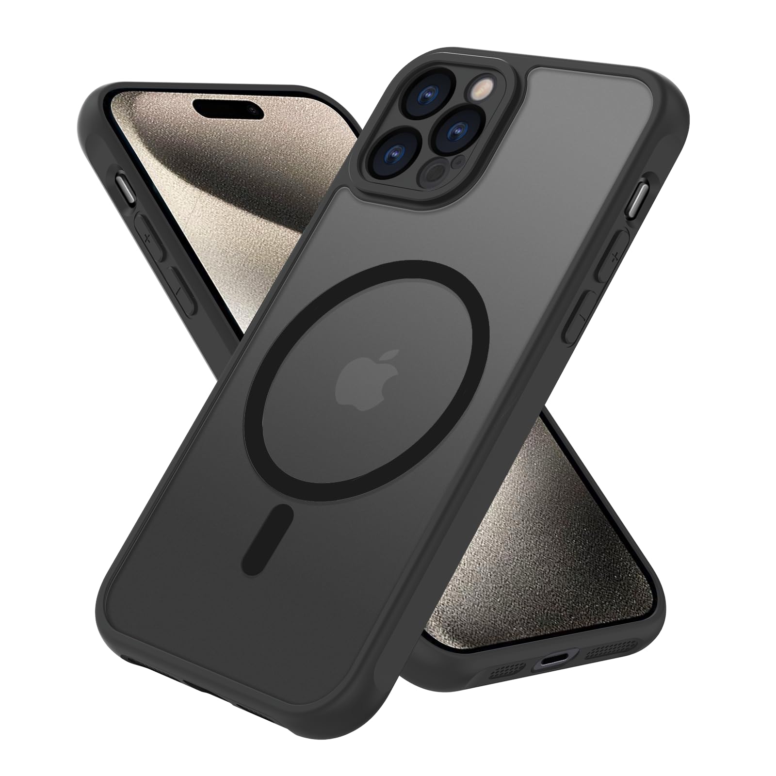 Pinlisheng Magnetic For Iphone 15 Pro Max Case,Compatible With Magsafe,Military Grade Drop Tested,Shockproof Matte Finish Transl