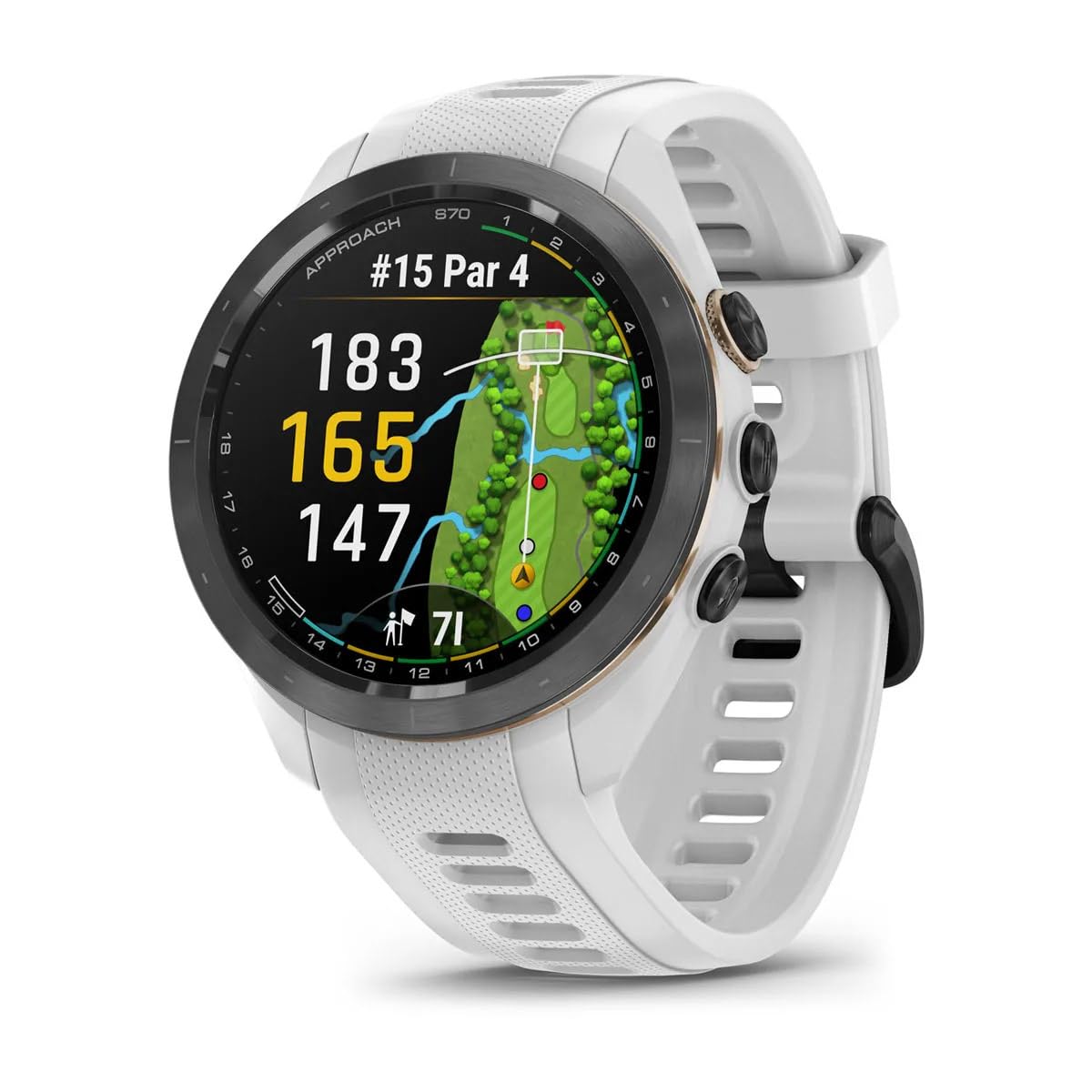 Garmin Approach S70 42Mm White- Gps Golf Smartwatch For Men, Lightweight Touchscreen Amoled Display And Preloaded Courses Bundle