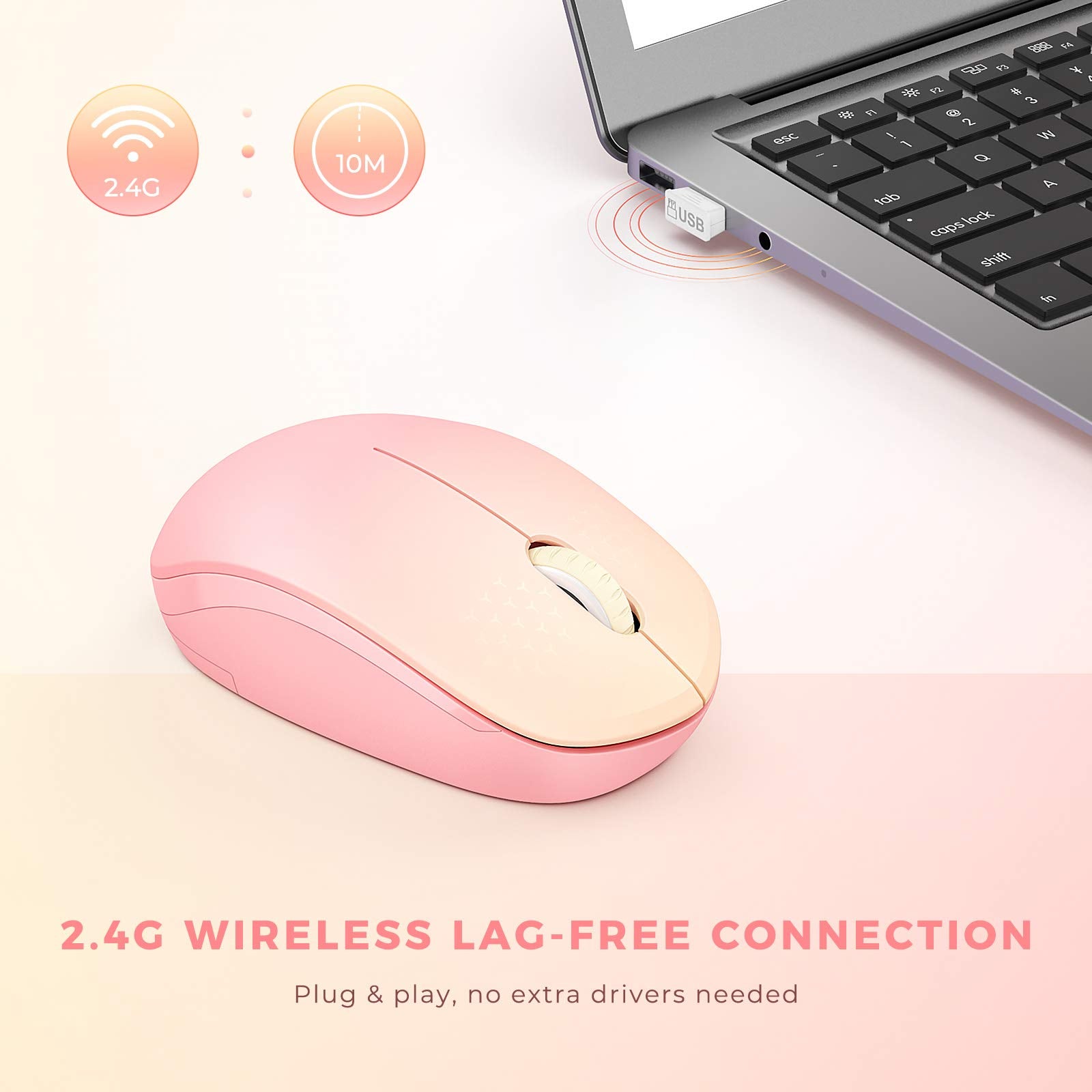 Seenda Wireless Mouse, 2.4G Noiseless Mouse With Usb Receiver Portable Computer Mice For Pc, Tablet, Laptop, Notebook With Windo