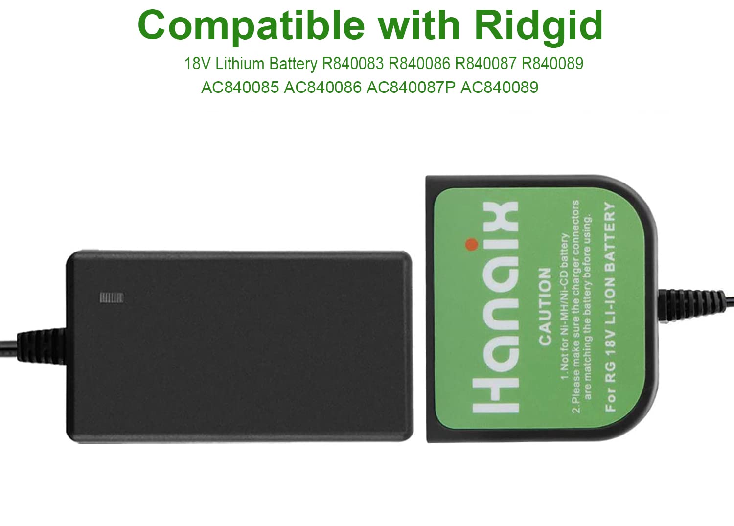 Hanaix 18V Lithium Battery Charger For Ridgid R840087 R840083 R840085 R840086 R840089 Ac840085 Ac840086 Ac840089 For Ridgid 18V