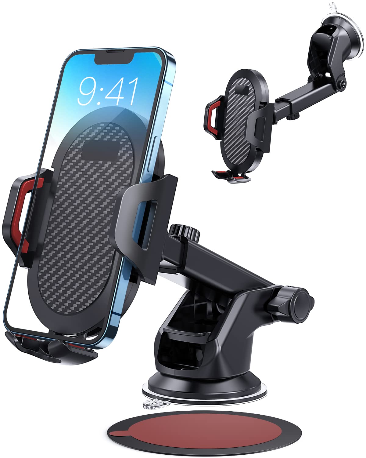 Madeggs Car Phone Holder Mount, [Strong Suction Cup] [Military Grade Durable] For Windshield And Dashboard, Adjustable Long Arm 