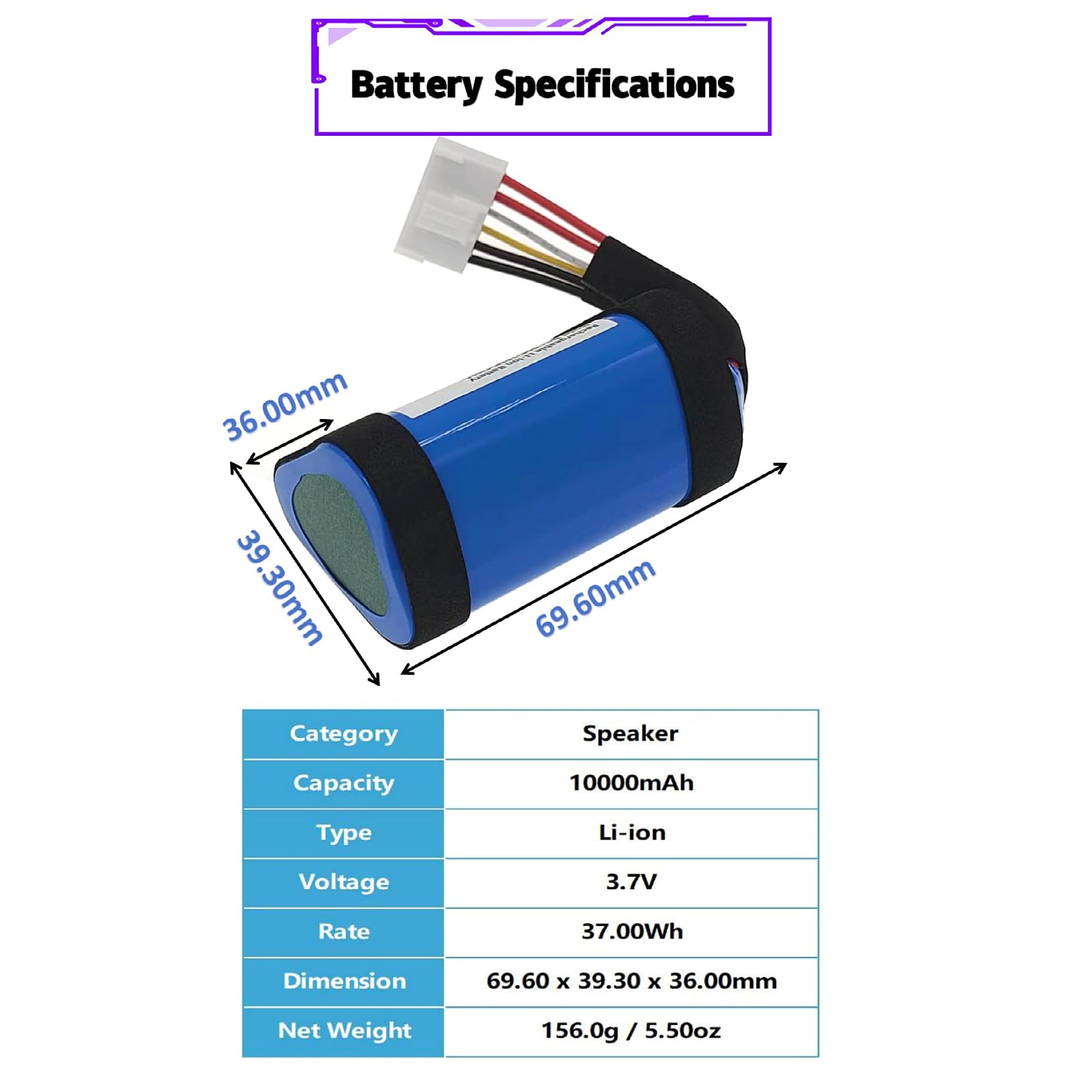 Youejoeq 10000Mah Jbl Charge 5 Battery Replacement Battery For Charge 5 Wireless Bluetooth Speaker, Fits Part No Gsp 1S3P Ch4A G