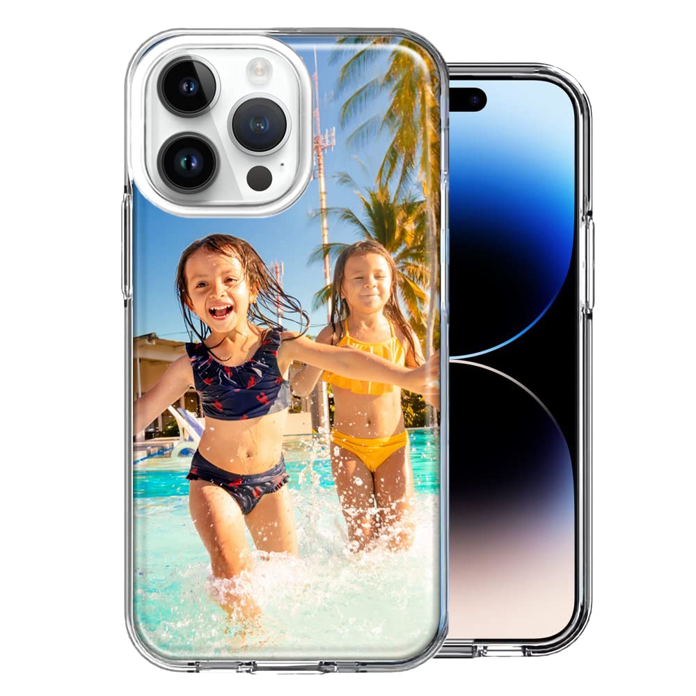 MUNDAZE Personalized Custom Double Layered Phone Case for iPhone 14 Pro Max Polycarbonate Clear 6.7 inch