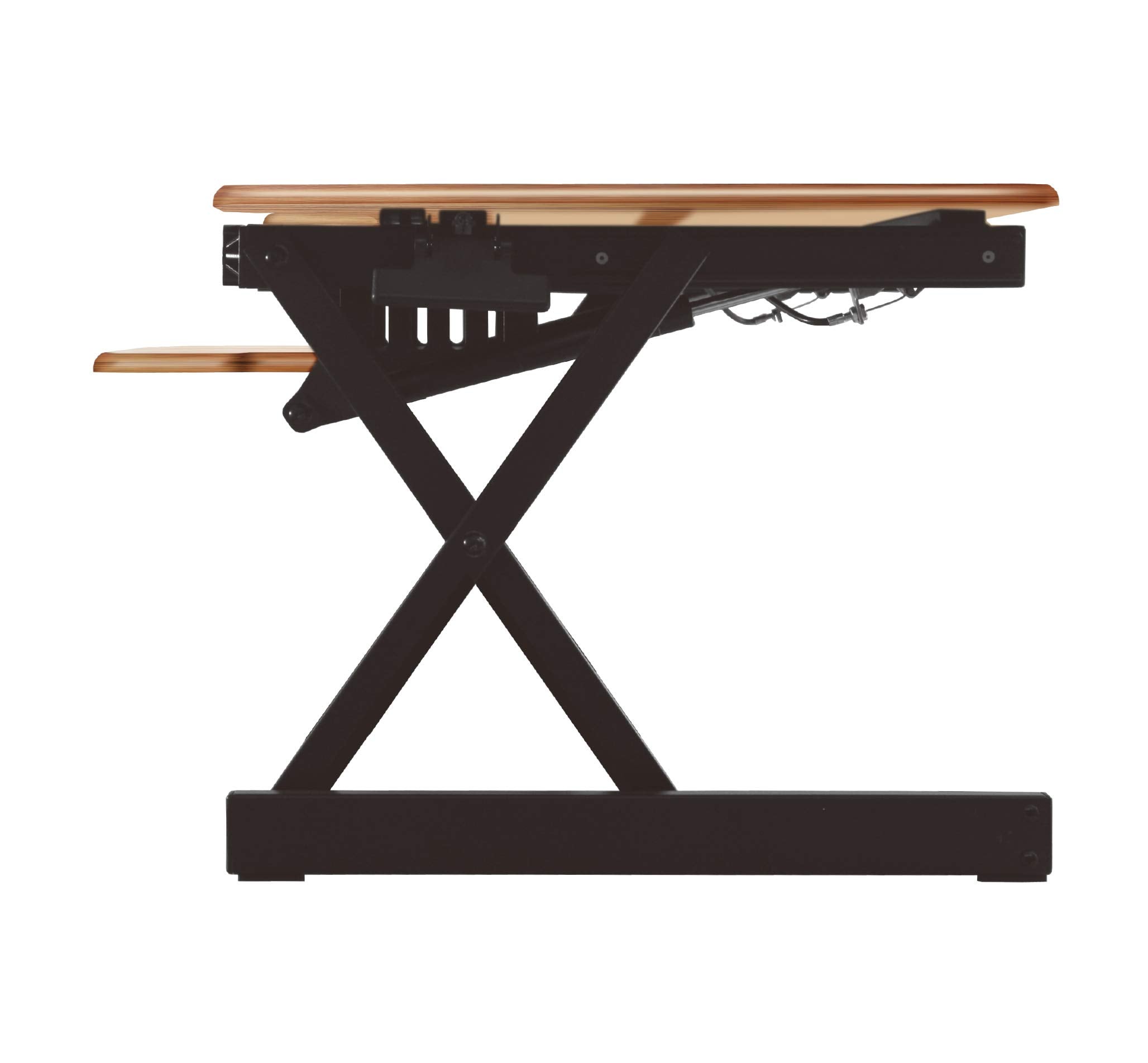 Rocelco 32'' Height Adjustable Standing Desk Converter   Sit Stand Computer Workstation Riser   Dual Monitor Retractable Keyboar