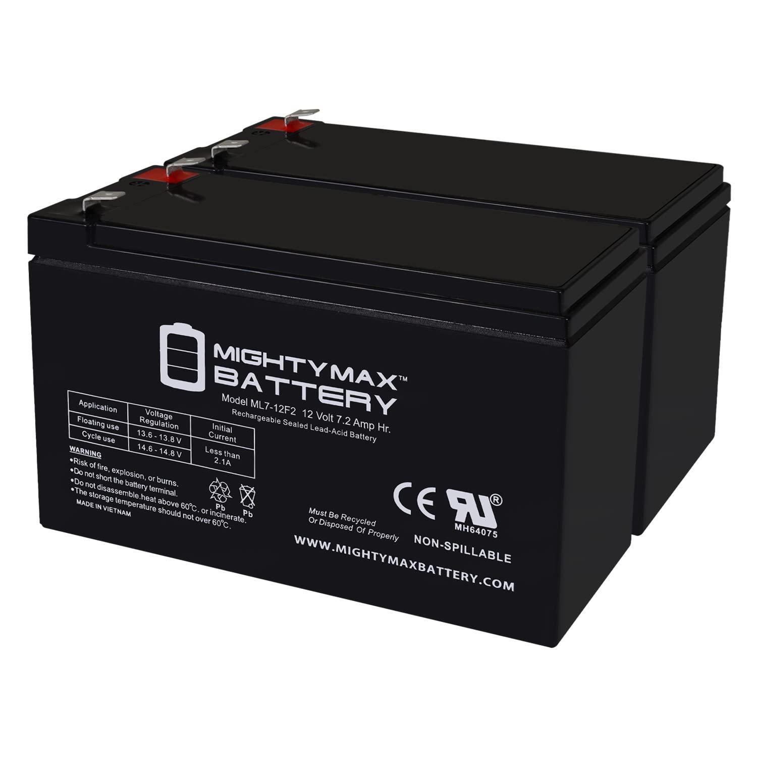 Mighty Max Battery 12V 7Ah F2 Replacement Battery for APC Back-UPS 600 BN600-2 Pack