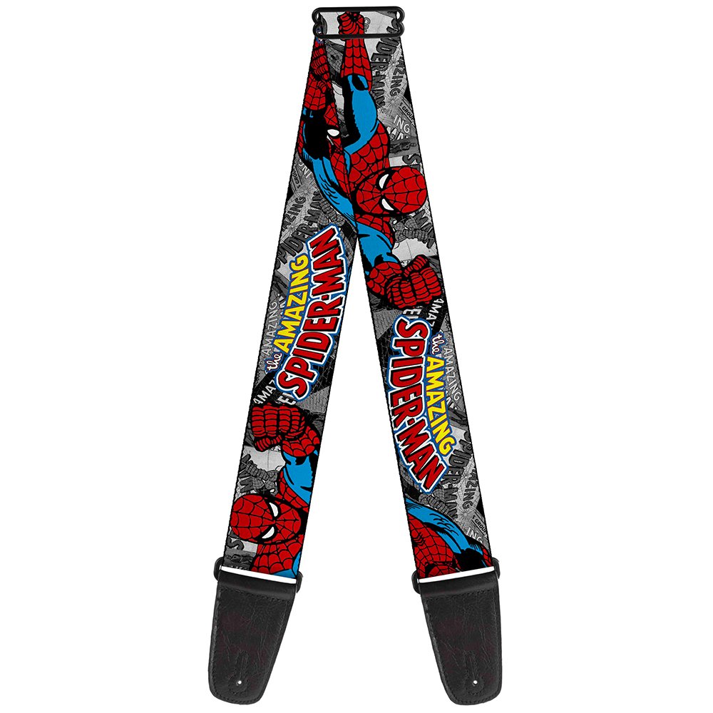 BuckleDown Guitar Strap  THE AMAZING SPIDERMAN Stacked Comic Books/Action Poses  2 Wide  2954 Length