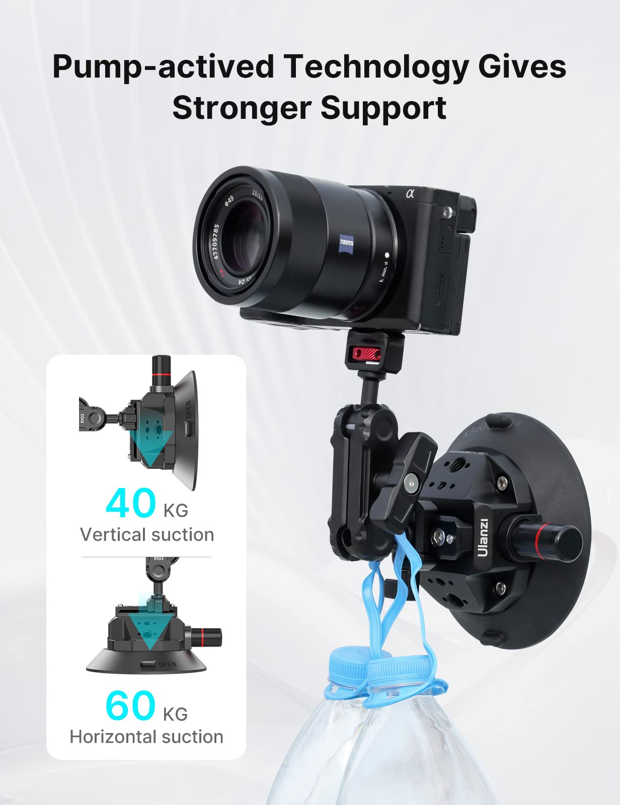 Camera Suction Cup Mount For Action Cameras   Ulanzi Sc 02 4.5In Pump Actived Vacuum Suction Mount W Quick Release Nato Magic Arm Car Boat Windshield Window Mount Compatible With Action Cameras