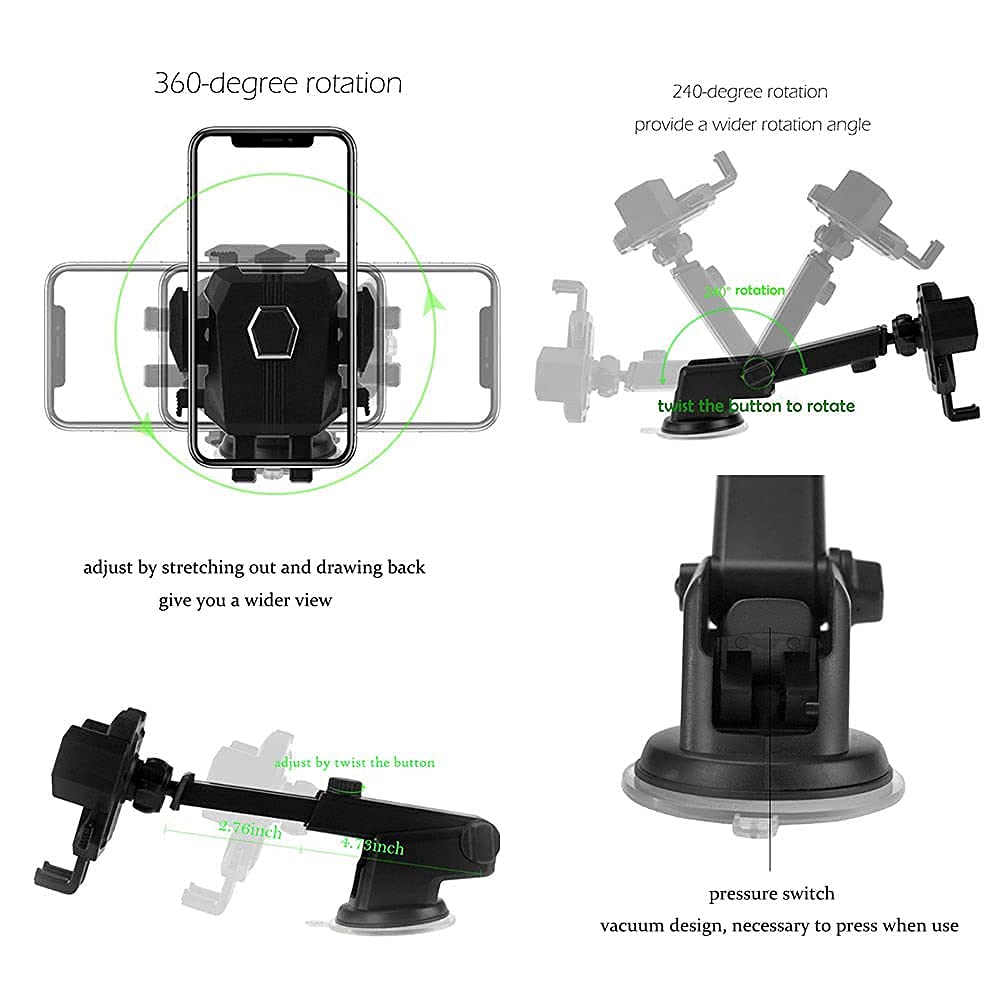 Lycaresun Bling Car Phone Mount Holder,Shiny Crystal Rhinestone Phone Stand For Women And Girls, Car Accessories For Windshield