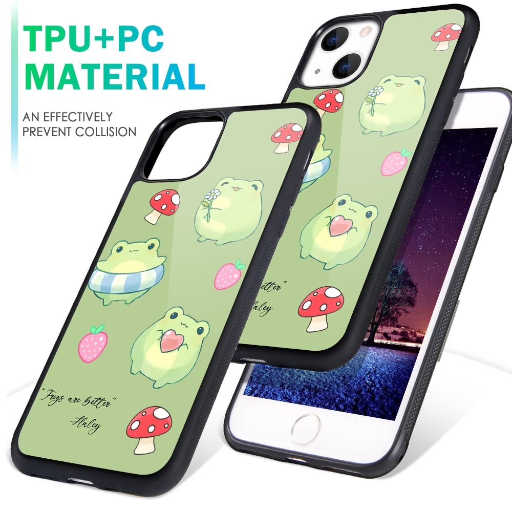Maycari Compatible With Iphone 13 Case For Children Women Frog Strawberry Mushroom Design, Hard Back With Cute Animal Pattern So