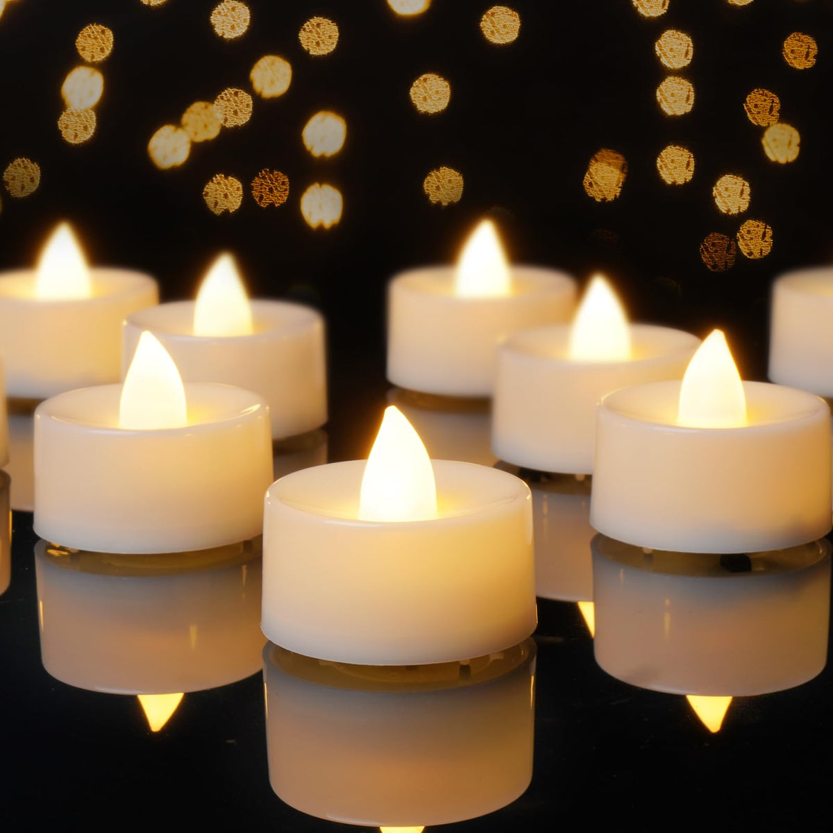 Amagic 12/24/50/100/150 Pack Battery Operated Tea Lights Candles, Fake Tealights Candles, Flameless Led Tea Lights For Halloween