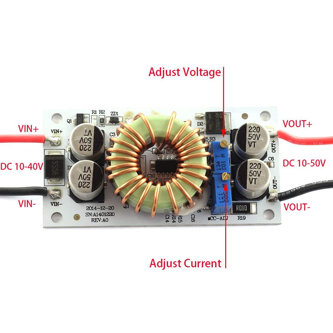Hiletgo 250W Dc Dc Module 10 40V To 10 50V 6A Adjustable Step Up Power Supply Module 250W Dc Booster Constant Voltage Constant C