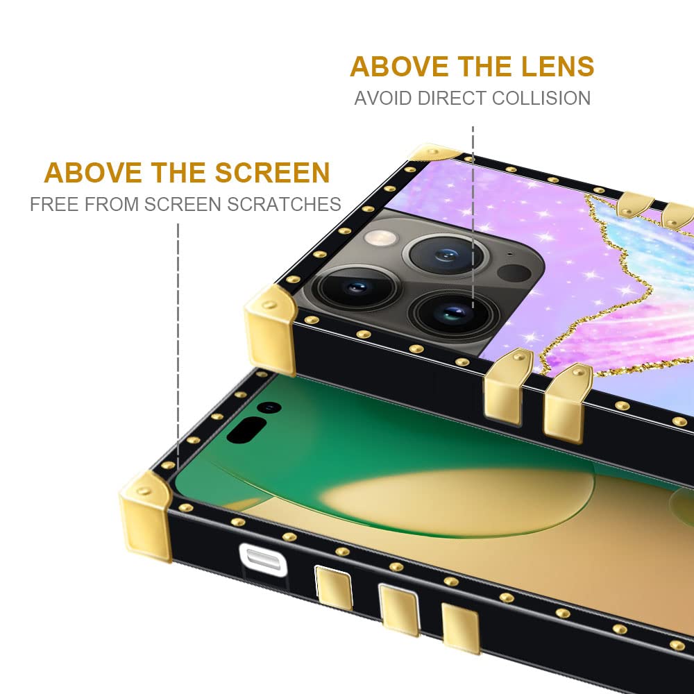 Pinsheng iPhone 14 Pro Max Phone Case Square Shockproof TPU Metal Mermaid Tail