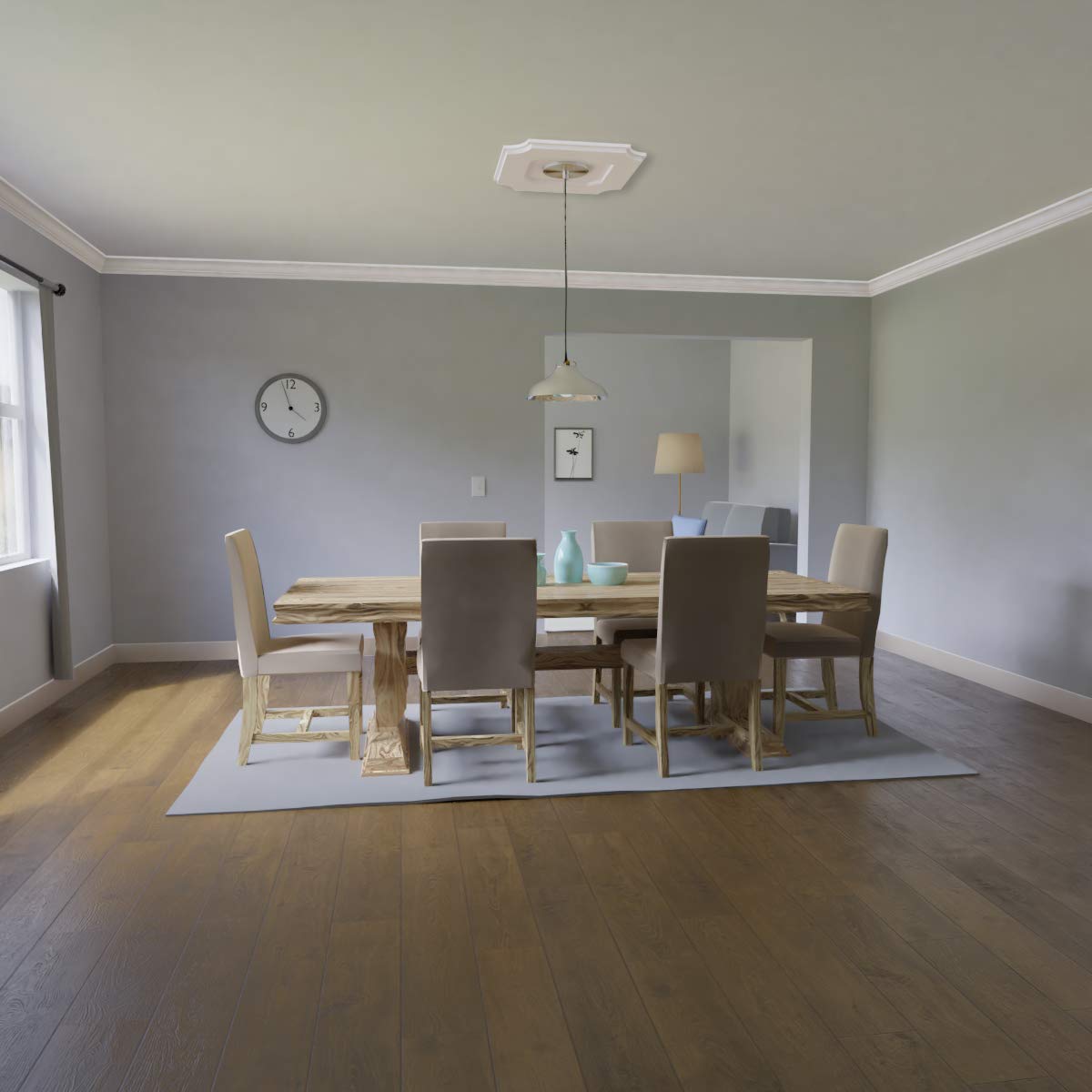 Ekena Millwork Cmp12Le2 01000 Locke Architectural Grade Pvc Contemporary, Two Piece Urethane Ceiling Medallions 12''Od X 1''Id X