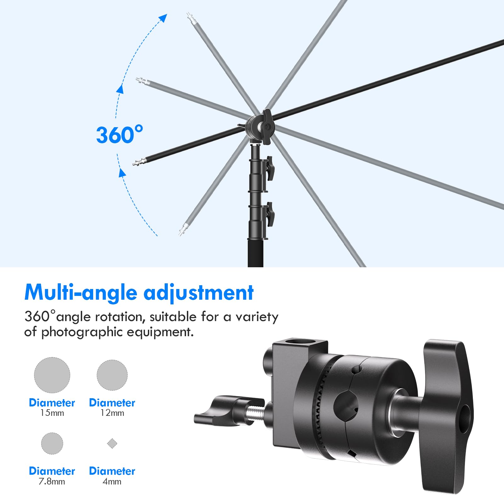 Emart Photography C Stand With Boom Arm, Black 10.8Ft/330Cm Adjustable Heavy Duty Light C Stand With 4.2Ft/128Cm Holding Arm, 2