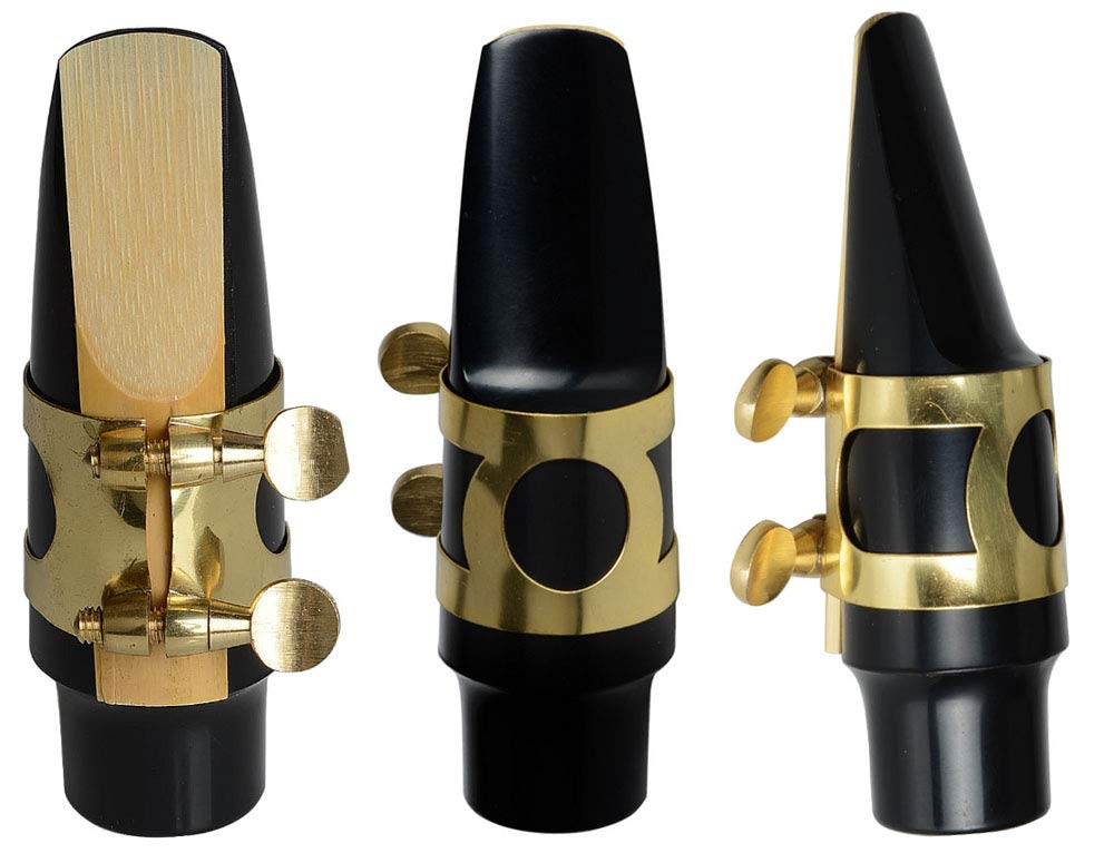 Jiayouy Soprano Sax Saxophone Mouthpiece With One Reed Golden Plated Ligature And Plastic Cap