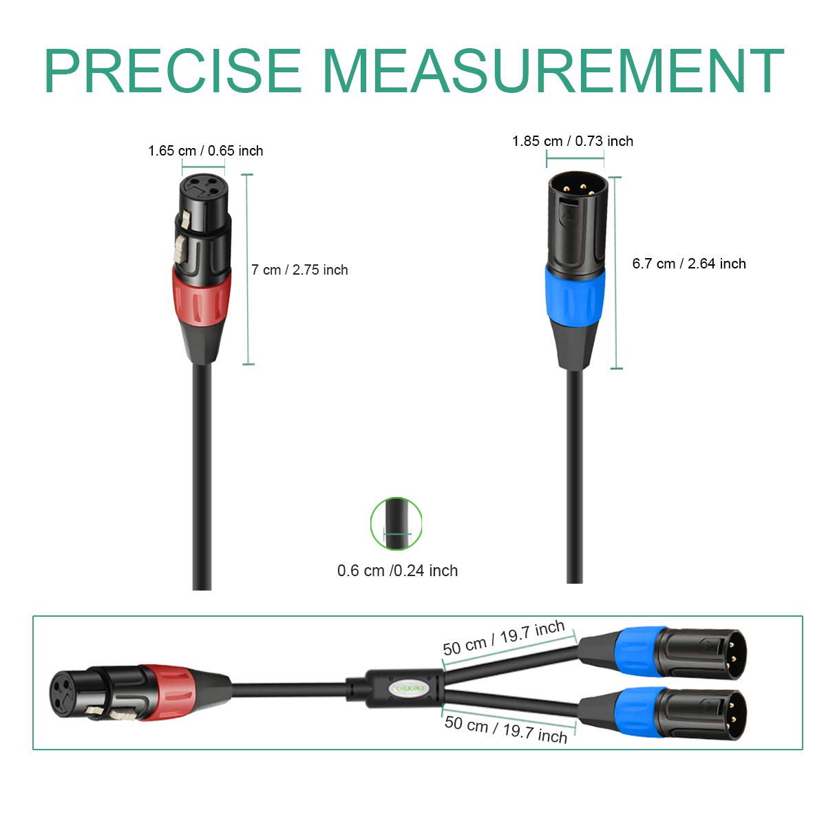 Jomley Xlr Splitter Cable, 1 Xlr Female To Dual Xl R Male Patch Y Splitter Balanced Microphone Cord Audio Cable Adapter   5 Feet