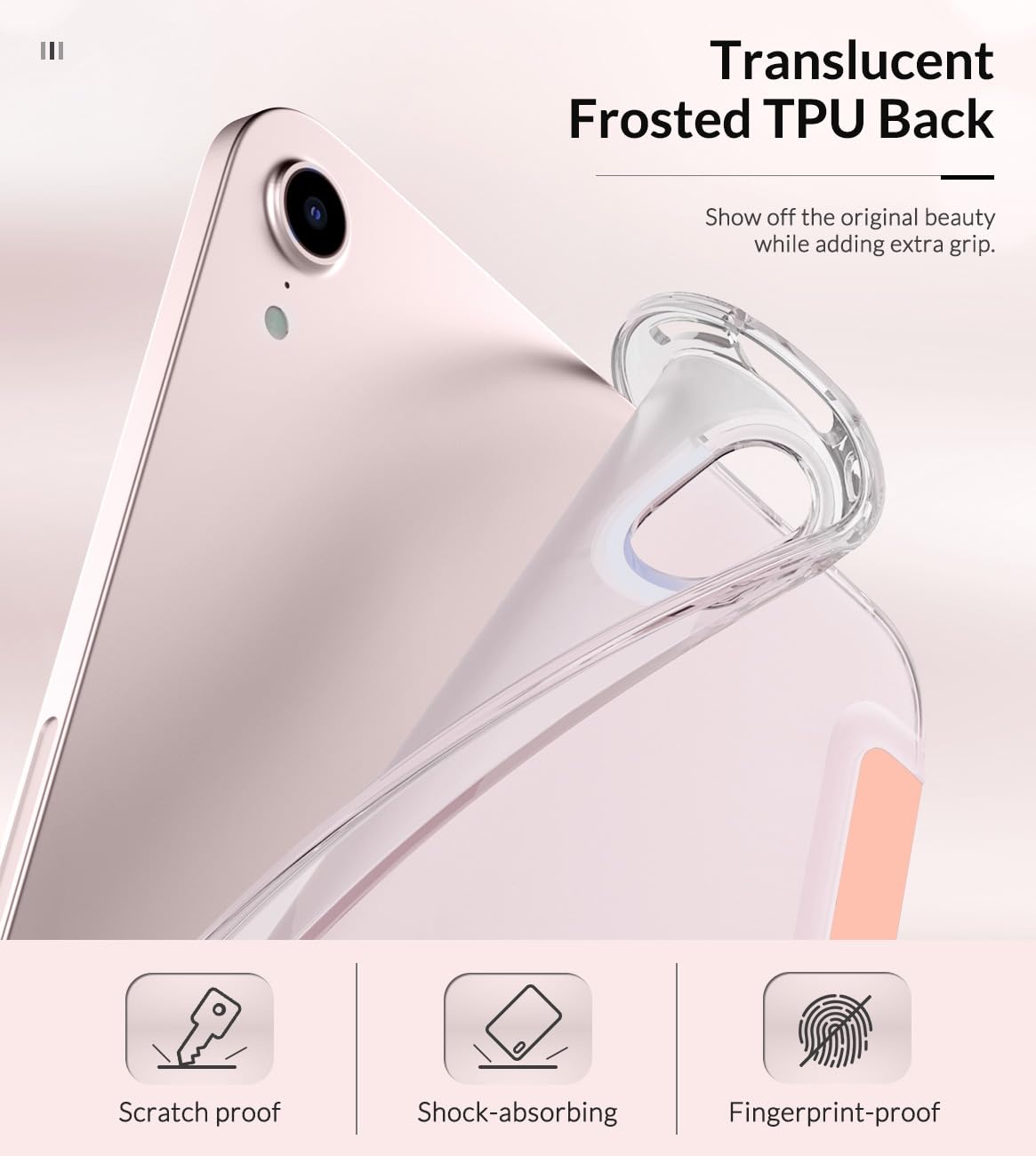 MoKo Case Fit New iPad Mini 7 (A17 Pro) 2024, iPad Mini 6th Generation Case 2021 (8.3 inch), iPad Mini 6 Case, Soft TPU Translucent Frosted Back Cover Case for iPad Mini 7th, Apricot Orange