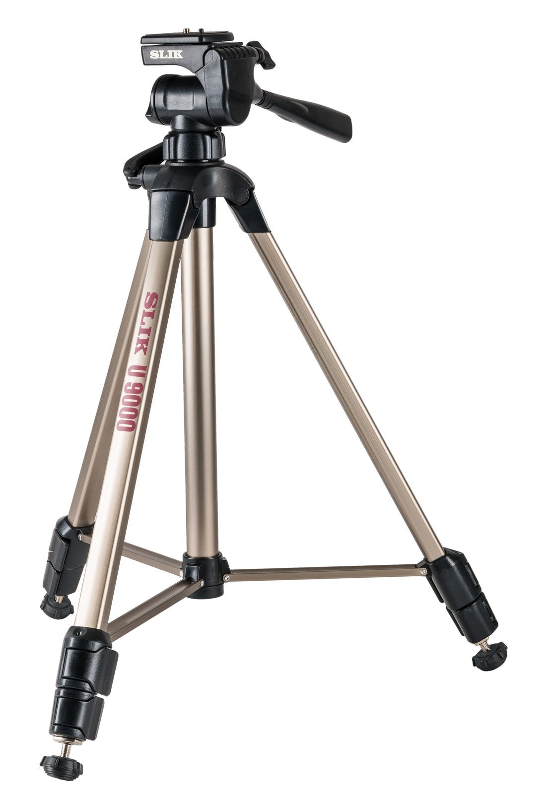Slik U9000 Tripod With 3 Way Fluid Effect Head And Built In Bubble Level,Silver