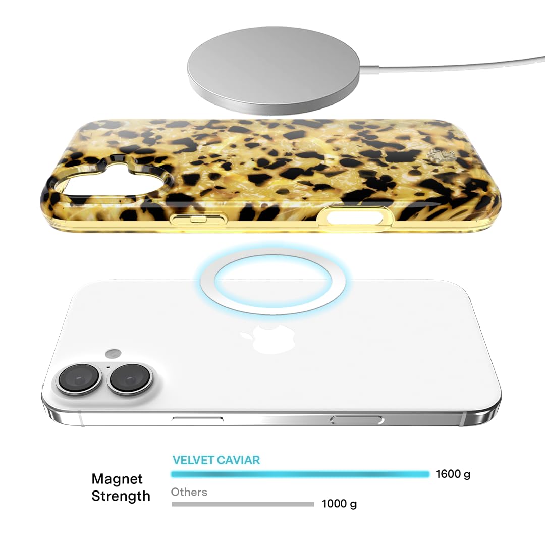 Velvet Caviar Tortoise Shell Phone Case For Iphone 16 [8Ft Drop Tested] Compatible With Magsafe   Protective Luxury Designer Cas
