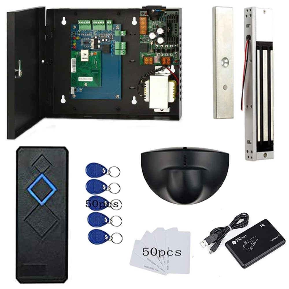 Mengqi Control Fire Code Compatible 1 Door Access Control Systems With Fire Alarm To Trigger Door Auto Open Magnetic Lock 110V Power Box Exit Motion Sensor Complete Kit