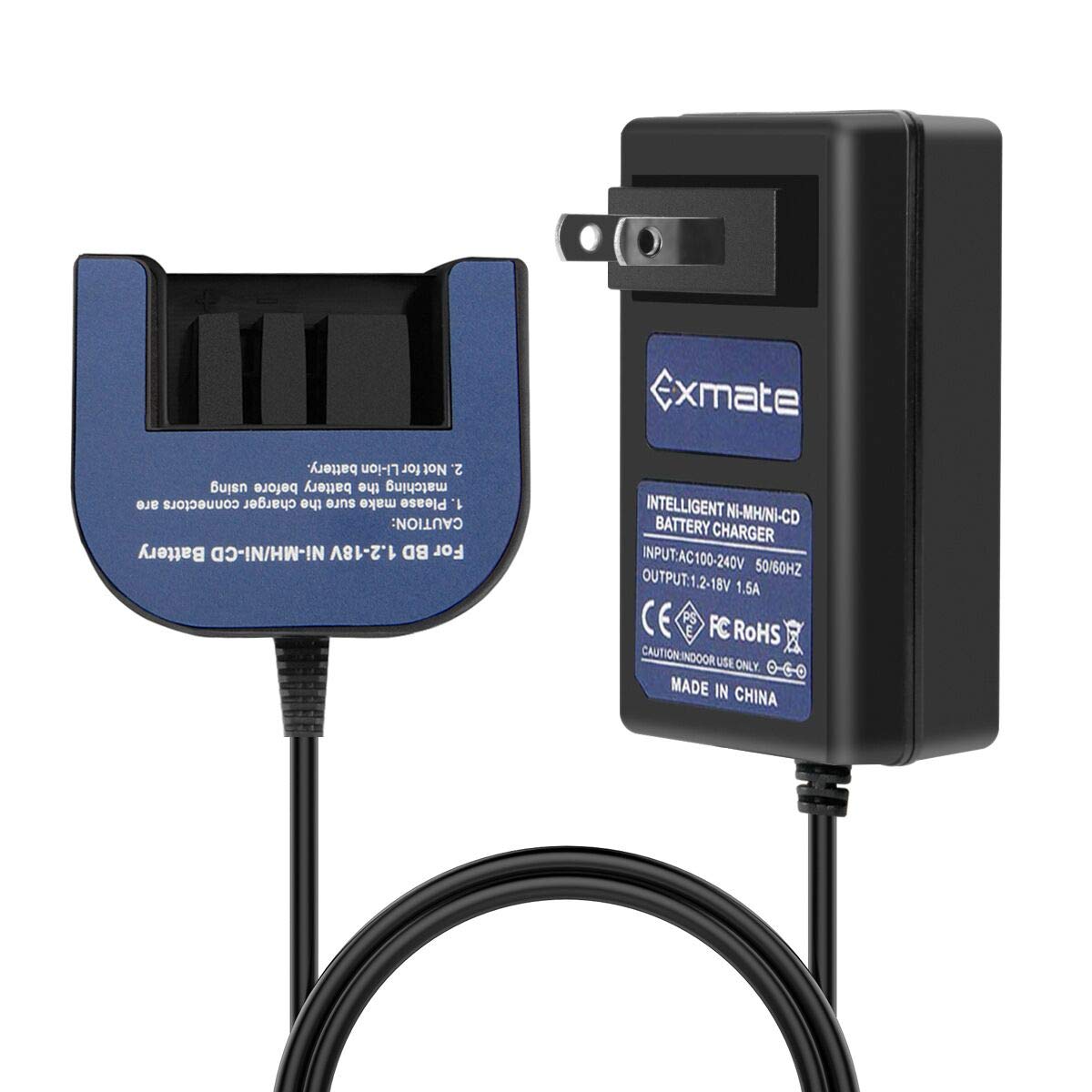 Exmate Multivolt 1.2V-18V Charger for Black and Decker 9.6V 12V 14.4V 18V Ni-MH Ni-Cd Slide-in Style Battery for HPB12 HPB18 HPB