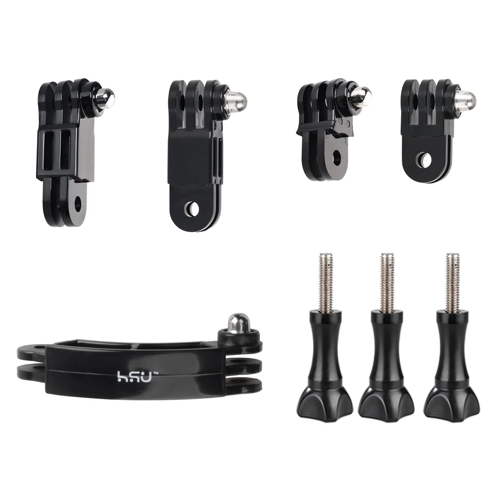 Hsu Basic Adapter Grab Bag For Gopro   13Pcs Kit Including Quick Release Buckle, J Hook Buckle, 3 Way Pivot Arms, Tripod Mount, Curved Extension Arm And Thumbscrews