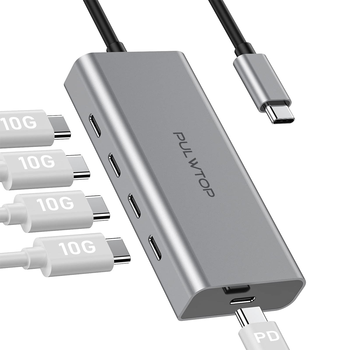Pulwtop 5 Port Usb C Hub 10Gbps For Laptop, Usb C Hub Power Delivery With 100W Pd (Not Support Monitor) Usb C To Usb C Hub Multi