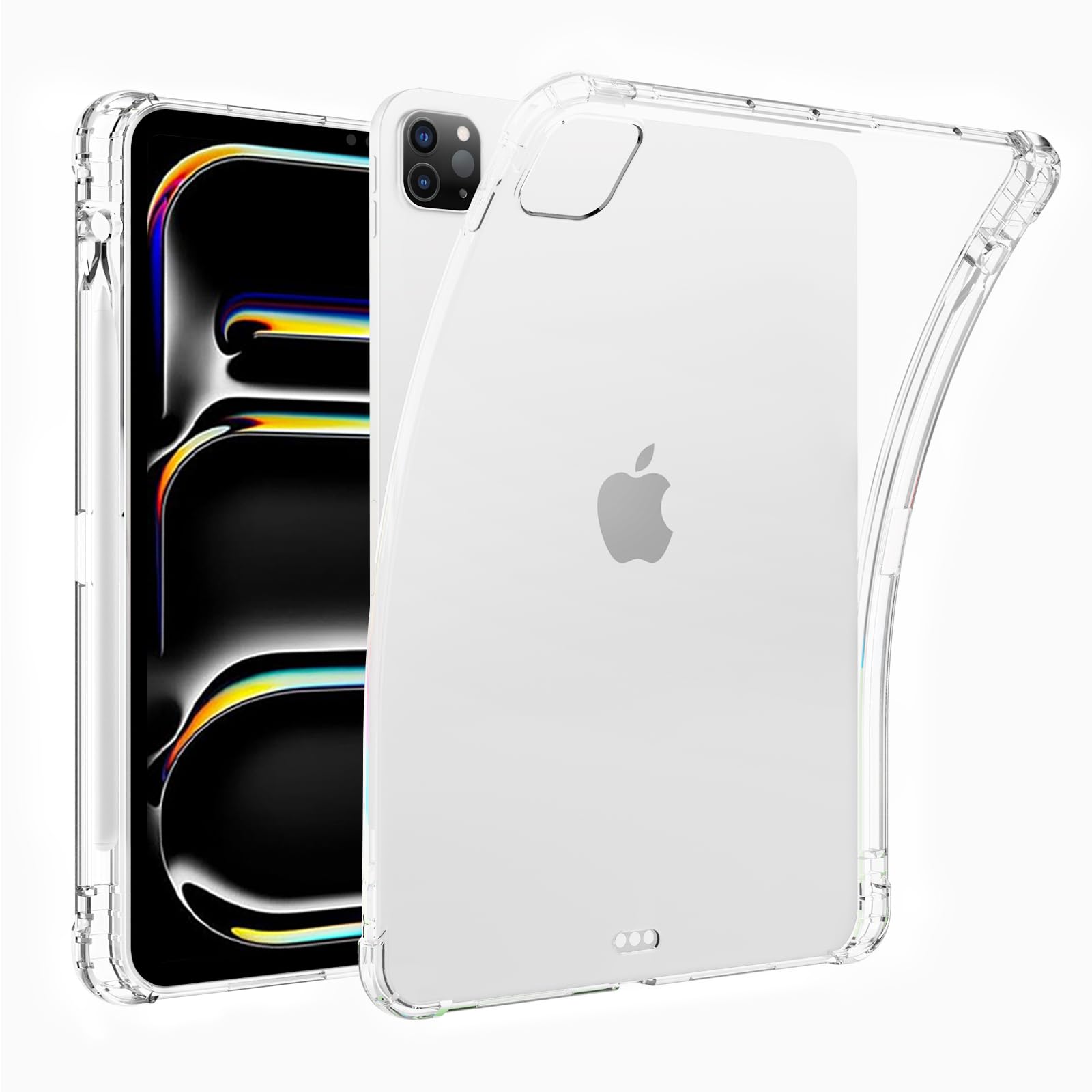 Aircawin For Ipad Pro 13 Inch Case Clear M4 With Pencil Holder 2024,Clear Case For Ipad Pro 5Th Generation,Supports Apple Pencil