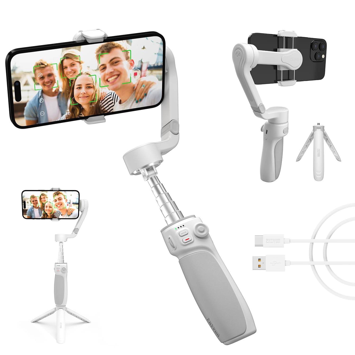 ZHIYUN Smooth Q4 Gimbal Stabilizer, 3-Axis Smartphone Phone Gimbal, Built-in Extension Rod, Foldable and Portable, Android and i