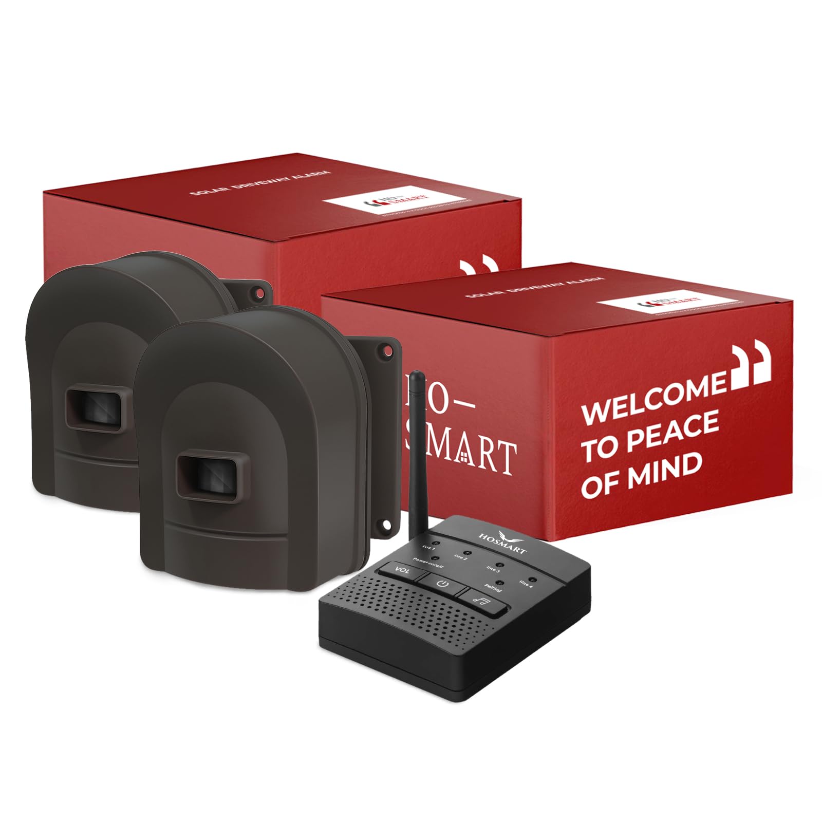 1/2 Mile Hosmart Driveway Alarm Wireless Sensor System & Driveway Sensor Alert System Weatherproof Security Outdoor Motion Sensor & Detector(1 Receiver & 2 Sensors)