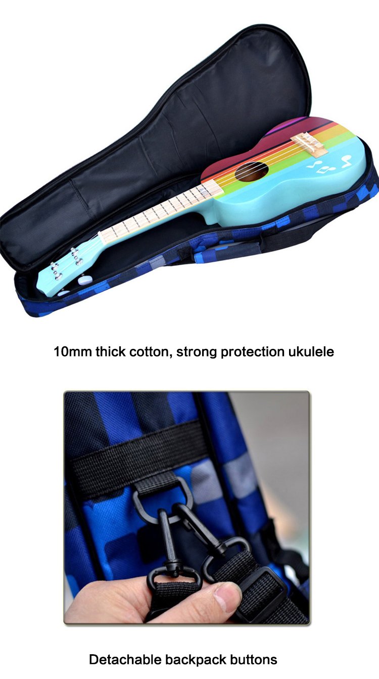 Hot Seal 10Mm Waterproof Durable Colorful Ukulele Case Bag With Storage Backpack (23/24In, Red Plaid)